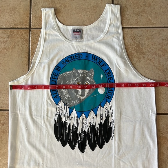 Vintage 1989 Single Stitch Wolf Dreamer Tank Top White, Sz Large - Picture 7 of 8